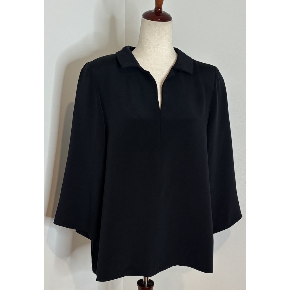 Nina McLemore 4 Ply Silk Tunic Blouse Black Made in USA Women's 10 - Picture 3 of 6
